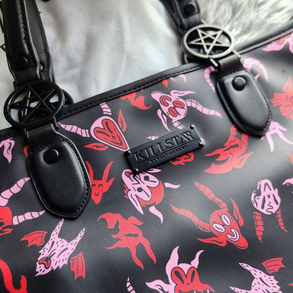 KILLSTAR Damned DEVIL Demon Tote Bag Purse Handbag Pentacle Metal Gothic Witchy - Picture 3 of 13